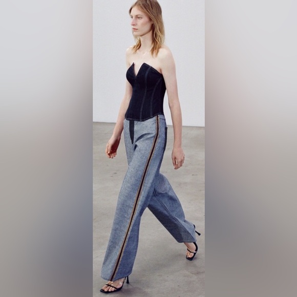 ZARA Jeans High Rise Inside Out Wide Leg Womens Size 2 - Picture 1 of 6